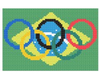 (image for) xst Brazil flag, olympic rings 5 inch cross stitch pattern