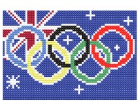 (image for) xst Australia, flag, olympic rings, cross stitch pattern, pdf