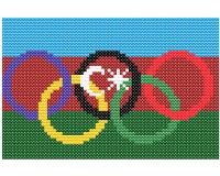 (image for) xst Azerbaijan flag, olympic rings 5 inch cross stitch pattern