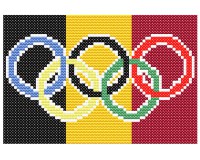 (image for) xst Belgium, flag, olympic rings, cross stitch pattern