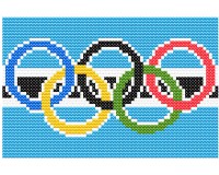 (image for) xst Botswana, flag, olympic rings, cross stitch pattern