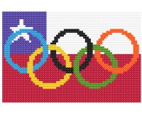 (image for) xst Chile, flag and olympic rings cross stitch pattern