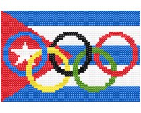 (image for) xst Cuba, flag, olympic rings, needlework, xstitch pattern