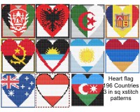 (image for) Heart flag cross stitch patterns, letter A