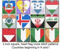 (image for) Heart flags, countries that begin with the letters H and I