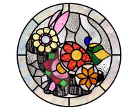 (image for) Year of the rabbit 2023, round decorative stained glass pattern