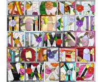 ornamental floral, alphabet pattern set A - Z, stained glass patterns