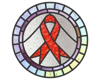 (image for) AIDS ribbon stained glass pattern round