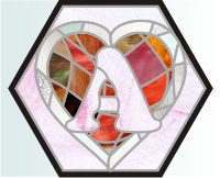 mosaic and stianed glass broken hearts alphabet pattern