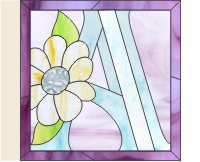 simpler stained glass pattern for an ornamental floral alphabet letter A