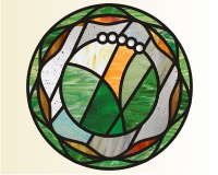 abstract floral round pattern for stained glass