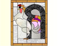 letters in the thai alphabet stained glass pattern chicken and glyph